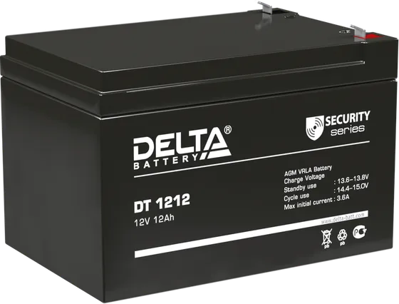 Аккумулятор Delta DT 1212 серии Security — чёрный корпус