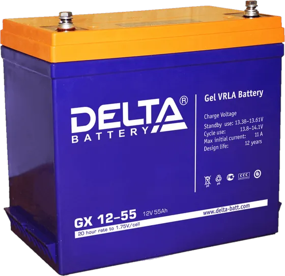 Аккумулятор Delta GX 12-55 — гелевая серия для тяжёлых циклов